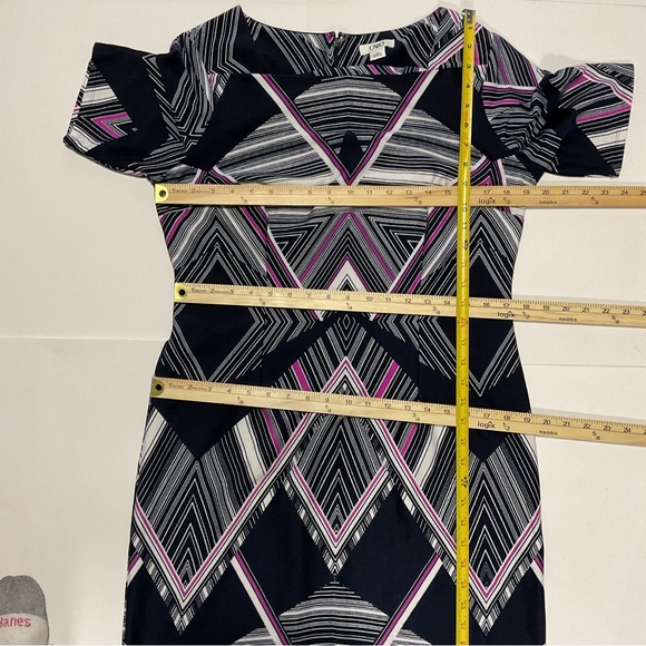 Cato Midi Dress Black White Red Diamond Design Short Sleeve Size 14 - Picture 10 of 16